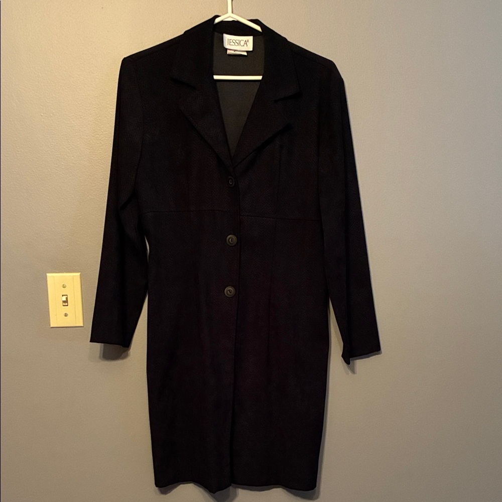 Jessica Black Suede Like Long Blazer
